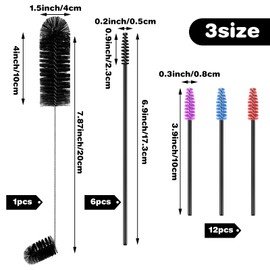 Set de 19 Mini Cepillos de Tubo de Nailon de 3 Tamaños Cepillo de Limpieza Comedero de Colibrí de Doble Cabeza de 2 en 1 Kit de Cepillo de Limpieza Pequeño Limpie Lugares Difíciles de Alcanzar (Negro)