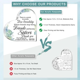 Tillskuch Friend Gifts for Women - Heart Shaped Acrylic Keepsake with Gift Box - Friendship Gifts for Women, Unbiological Soul Sister Gifts, Bestie gifts for Birthday, Christmas,Thanksgiving