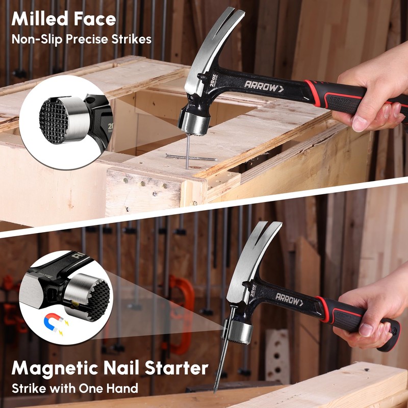 ARROW 20 oz Straight Claw Hammer with Magnetic Nail Holder,