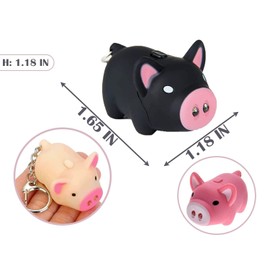 ODETOJOY Cute Pig Led Keychain with Flashlight Sound LED Animal Keyring Cartoon 3D Key holder (Gold)