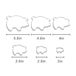 6PC Stainless Steel Pig Cookie Cutters Mexican - 5.5", 4.5", 4", 3.5", 2.5", 2.0"，Perfect for Mexican Concha Bread - Concha Cutter and Concha Stamp，Baking Tools for Pig Shaped Pastry and Bread Making