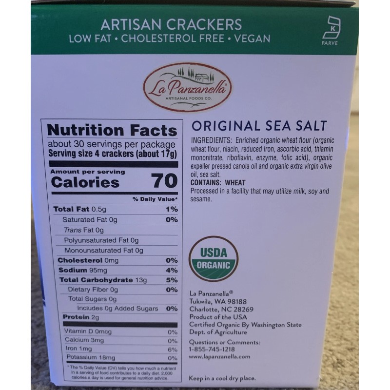La Panzanella Organic Mini Croccantini Original Sea Salt Artisan Crackers