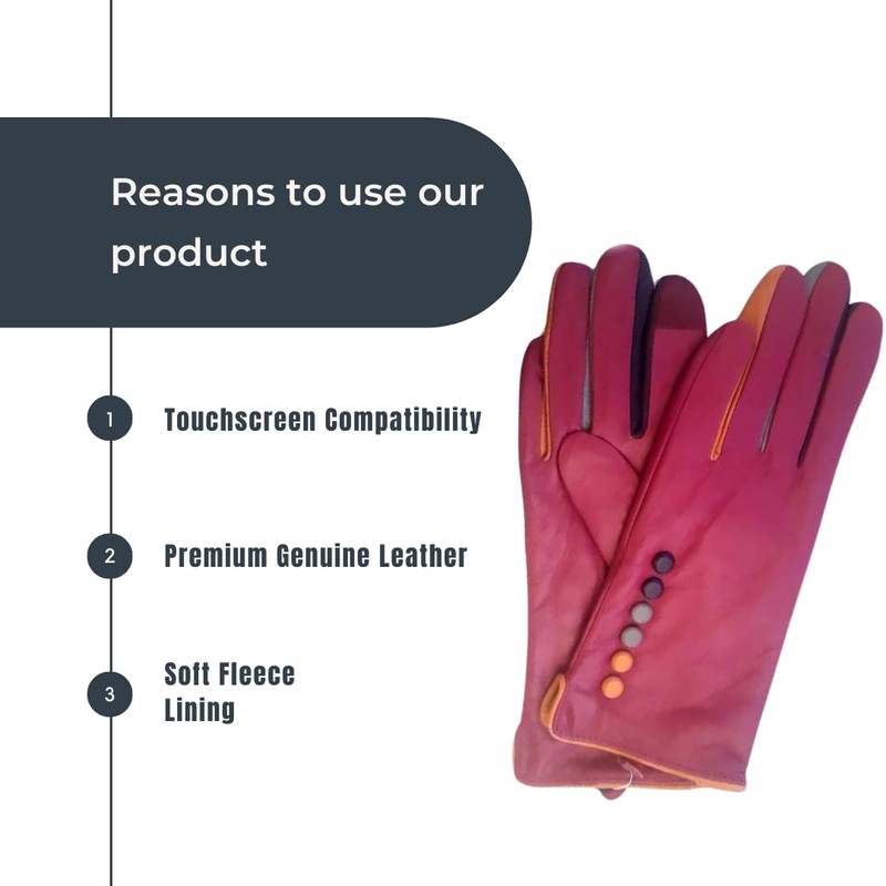 Vera Tucci TIFFANY G01 Leather Multi Colour Button & Fingers