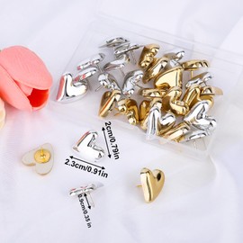 30pcs Heart Push Pins, Gold & Silver Thumb Tacks Decorative Cute Drawing Pins for Cork Notice Board Bulletin Board Wall Home Office Posters Photos Postcards Maps Fixing