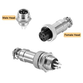 Aiqeer 10 Pcs GX12 Aviation Connector Set, 12 mm Thread Panel Metal Aviation Cable Connector, 5A Male Female Aviation Connector Plug Socket Kit, with Rubber Cap (3 Pin/4 Pin/5 Pin/6 Pin/7 Pin)
