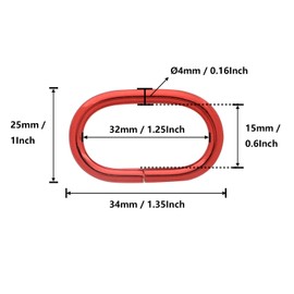 BIKICOCO 1-1/4'' Metal Oval Ring Buckle Loops Non Welded for Leather Purse Bags Handbag Straps, Red - Pack of 10