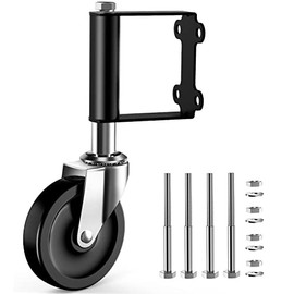 Gate Wheels, Spring Loaded Gate Caster for Fence Wooden Gate, Heavy Duty Rubber Wheel for Gate, with Universal Mount Plate, 220 Lbs Capacity, 4-Inch, Black