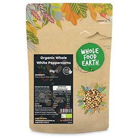 Whole Food Earth® - Organic Whole White Peppercorns 50 g | GMO Free | Certified Organic