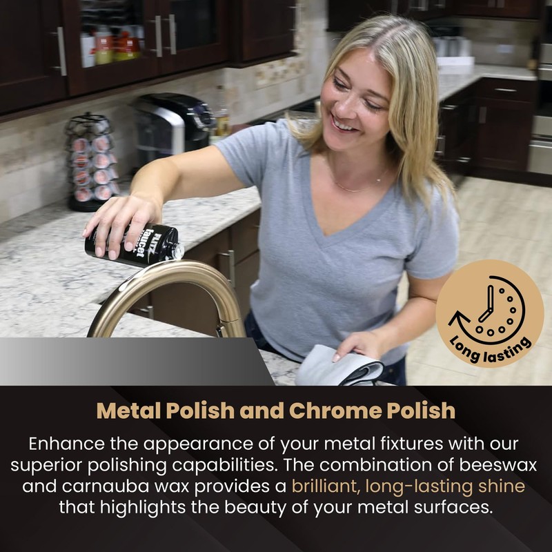 Flitz Faucet Wax Plus - 3.4oz Bottle of USA-Made, Water-Based