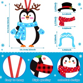 Resurhang 36 Sets Christmas Penguin Crafts for Kids Winter DIY Arts and Crafts Xmas Ornaments for Kids Girls Boys Christmas Party Supplies Winter Xmas Tree Decoration