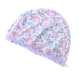 Peabownn Swimming Hat Kids Swim Cap Kids Swim Cap - Swimming Cap Kids Cute Ruffle Ribbon Pool Hat Elementary School Toddler Girls UV Protection Bowknot Swimming Cap Purple