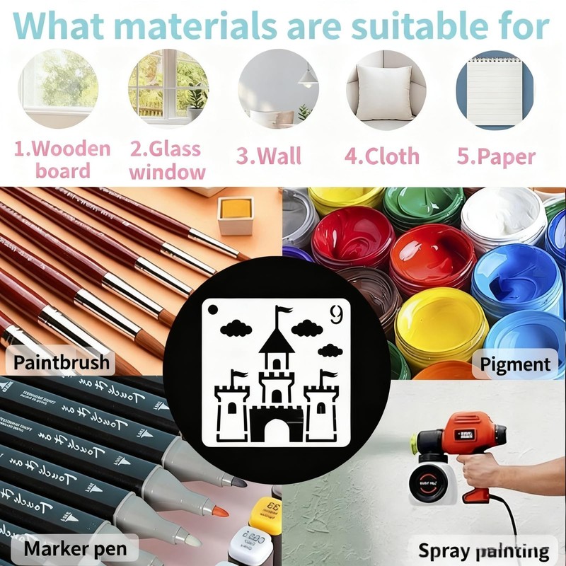 64-Piece Baby Stencil Set, Cute Reusable Stencils for Baby Shower