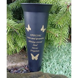 Nan & Grandad Plastic Floral Vase Spike Memorial - Garden Graveside Ornament Memories - Water Resistant - Remembrance Sympathy Tribute - Thoughtful Keepsake Flowers