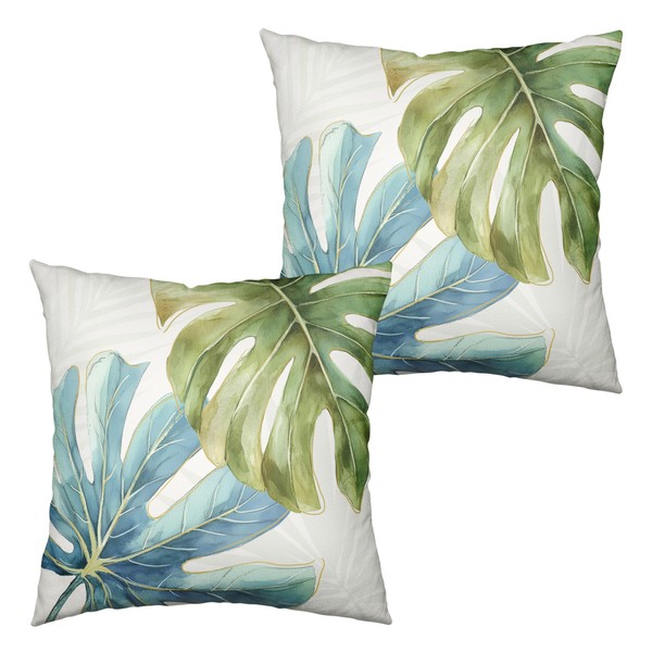 Kwlegh Monstera Palm Leaf Pillow Covers 18x18 Set of 2
