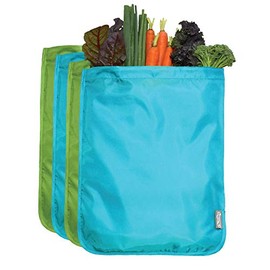 ChicoBag, Reusable Moisture Locking Produce Bag, Bachelor Button and Greenery, Pack of 4
