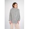 SAOL 100% Merino Wool Cable Knit Ladies Poncho Sweater (Grey)