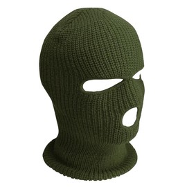 Winter Ski Mask 3 Hole Knitted Skull Balaclava Beanie Hat for Outdoor Sports winter warm face mask - Color: OLIVE