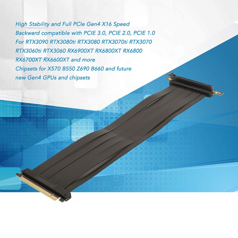 PCIE 4.0 X16 Riser Cable High Speed Flexible Shielding 90