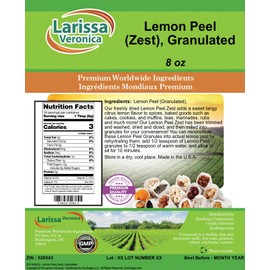 Lemon Peel (Zest), Granulated (8 oz, ZIN: 526543) - 2 Pack