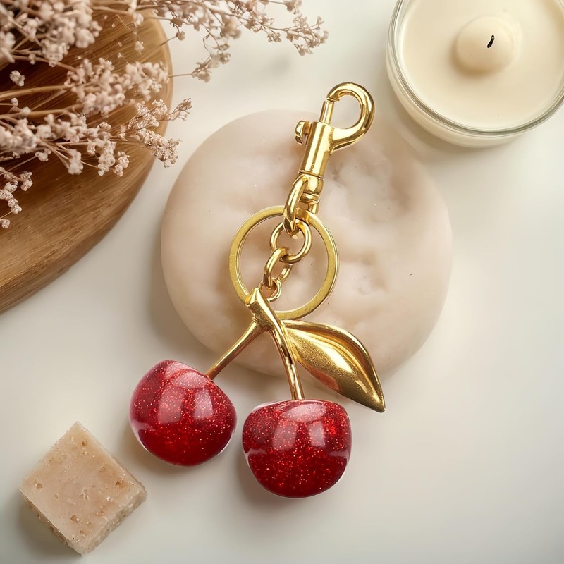 Cherry Keychain Bag Purse Charms For Handbags Cherry Accessories Mothers