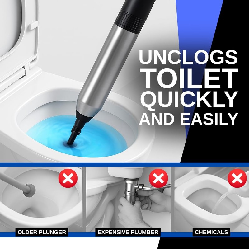 Ultimaxx InstaPlunge Electric Toilet & Drain Plunger – Powerful One-Button