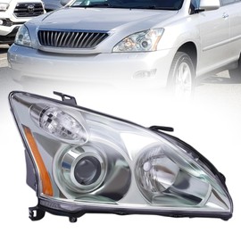 DuYouG- For Lexus RX330 RX350 RX400h 2004-2009 HID+Halogen Headlights Headlamps Assembly W/O AFS Replacement Right Passenger Side Black Housing Clear Lens