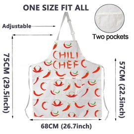 CMNIM Chilli Pepper Apron Chilli Cooking Apron with Pockets Kitchen Apron Peppers Chef Gardening Apron Chilli Lovers Gifts (24316 Chilli Apron white)