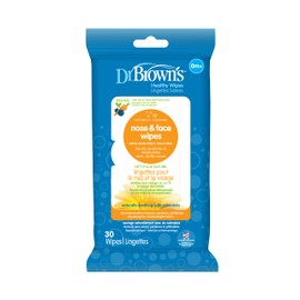 Dr. Brown's Healthy Nose and Face Wipes for Baby and Toddler, Naturally Cleaning and Moisturizing, Plant Based and Hypoallergenic, 30 Count
