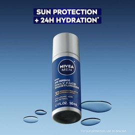 Nivea Men Nivea Men Age Defense Daily Face Moisturizer with Broad Spectrum SPF 30 Sunscreen, Pro-Retinol and Hyaluronic Acid, Beard-Friendly Face Lotion Helps Defend Against UVA/UVB Rays, 1.7 Fl Oz Bottle