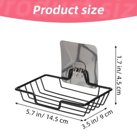 Kifmurase Bar Soap Holder, Black Soap Dish for Shower with Fixing Sticker, No Drilling Stainless Steel Wall Mounted Waterproof Sponge Holder Tray for Bathroom Bathtub Kitchen Sink