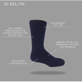 J.B. Field's Icelandic 30 Below Classic 70% Merino Wool Thermal Sock (Red, X-Large (Men's 14-16 Shoe))