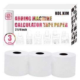 Adding Machine Paper Rolls 2 1/4 inch for Sharp EL-1197PIII EL-1801V Calculator Paper Rolls 2 1/4 for Canon P23-DHV MP11DX-2 HR-10RC HR-170RC HR-200RC Calculator Tape 3 Rolls