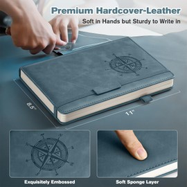 Notebook Journal for Women Men: Leather Journal for Writing, Hardcover College Ruled Journals Notebooks with Thick Paper, Large A4 Daily Journal for Travel, Diary, Gifts for Teens, 8.5"×11", Deepblue