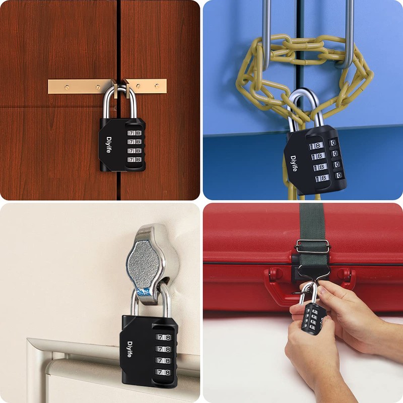 Combination Padlock, [2 Pack] Diyife 4 Digit Lock Combination, Padlock