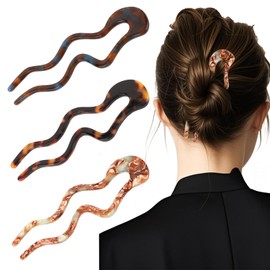 WHAVEL French Hair Pins for Women 3 Pack, U-Shaped French Twist Pins with Quick & Easy Styling Hair Accessories for Women
