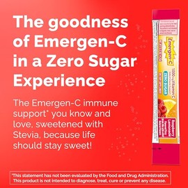 Emergen-C Zero Sugar 1000 mg Vitamin C Powder for Daily Immune Support Caffeine Free Vitamin C Supplements with Zinc & Manganese,B Vitamins&Electrolyt