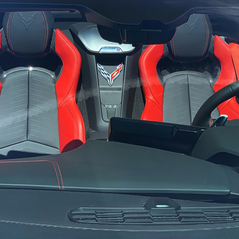 C8 Corvette Waterfall Wireless Phone Charging Bay Crossed Flag Emblem