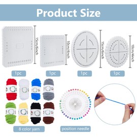 WEBEEDY Kumihimo Kit for Beginners, 4 Kumihimo Disk Braiding Wheel with 8 Colors Cotton Cords, Square & Round Bracelet Knitting Disc Set for DIY Beading & Bracelet Weaving Supplies