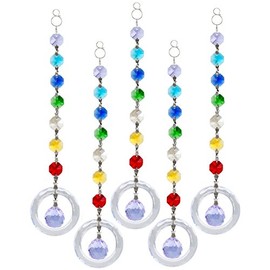 rockcloud Hanging Clear Crystal Point Prism Glass Jingle Bell Holiday Decorations Christmas Tree Ornaments Suncatcher Wedding Souvenir, Colorful & Purple