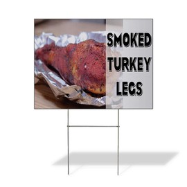 Fastasticdeals Weatherproof Yard Sign Smoked Turkey Legs Restaurant Cafe Bar C Brown Lawn Garden Bistros & CAF S 24x18 Inches 2 Sides Print