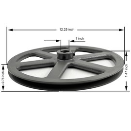 Saelno AK124-1 Single Groove Sheaves,12.25" OD 1" bore v Belt Pulley,Motor Pulley Cast Iron for A 3L 4L V-Belts,AK124X1 Pulley