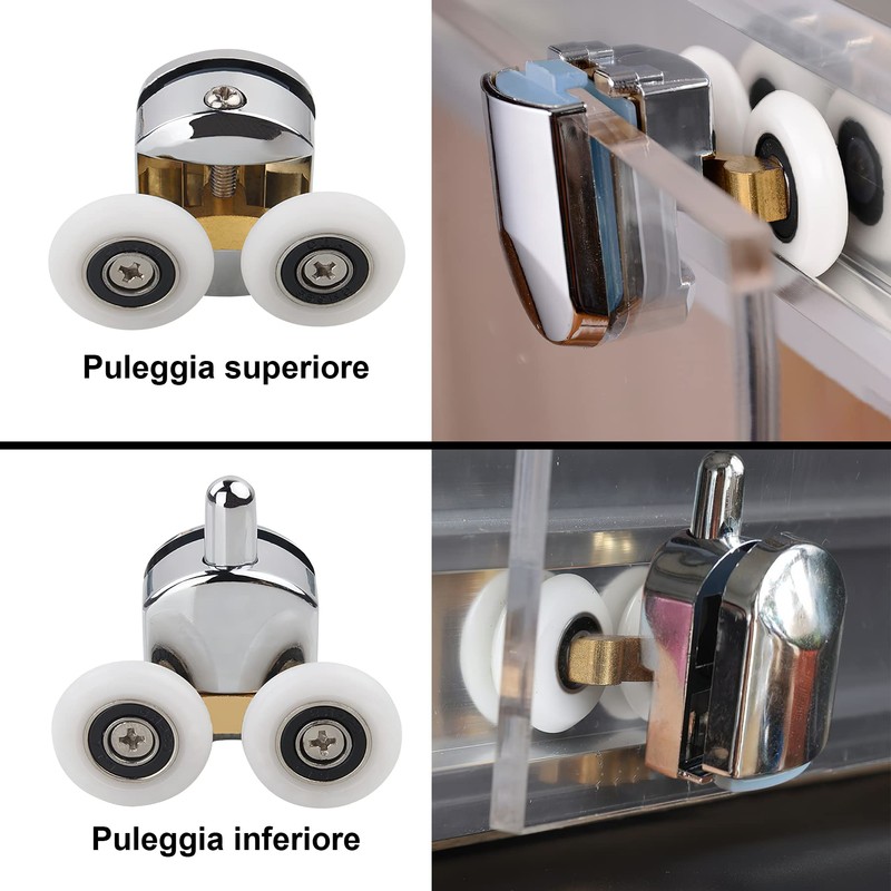 4 Pcs 25mm Shower Door Rollers, Replacement Sliding Shower Door