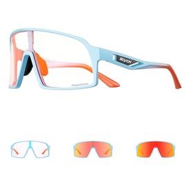 SCVCN Cycling Glasses, Self-tinting for Men, Photochromic Sports Sunglasses, Women's Clear Road Bike Glasses, TR90 Frame, Fast Cycling, MTB Cycling Glasses with UV400 Protection, Sports Glasses for