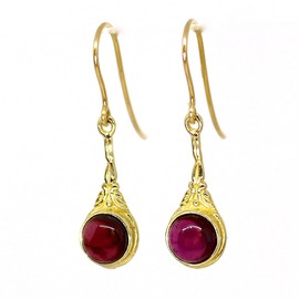 Garnet Earrings, 14k Gold plating drop dangle earrings, Red stone earrings, Victorian earrings, Dainty gold Earrings for women, Boho earrings, Gold Garnet dangle earrings, Everyday earrings