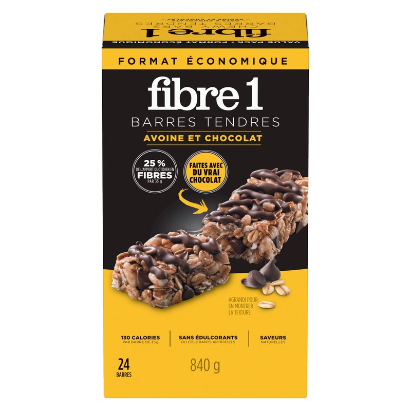 Fibre 1 Chewy Oats & Chocolate Bars, 24 Bars, 840g/1.8