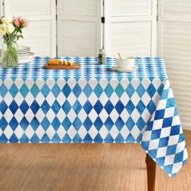 Horaldaily Oktoberfest Tablecloth 52×70 Inch Rectangular, German Beer Festival Bavarian Flag Blue Washable Table Cover for Party Picnic Dinner Decor