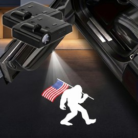 2PCS American Flag Bigfoot Car Door Lights Projector, Magnetic Logo Projector Door Lights, Wireless LED Welcome Puddle Light, Patriotic Car Accessories, Bigfoot Gifts for Women Men, Fit All Vehicles
