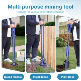 CGRNKT Post Hole Digger, 58 Inch Heavy Duty Manual Posthole Digger with Fiberglass Handle & Carbon Steel Blades for Fence Post, Mailbox, Gardening and Planting