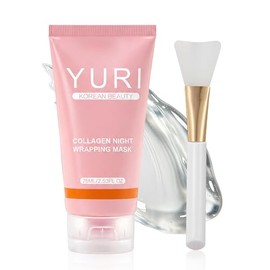 YURI Collagen Night Wrapping Mask – Peel-Off Overnight Face Mask for Hydrating Care, Lightweight Sleeping Mask for Smooth, Glowing-Looking Skin, Easy Peel Skincare, 2.54 Fl Oz