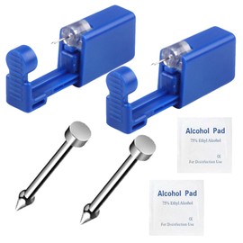 orilace Piercing Gun Kit- 2 Pcs Disposable Nose Piercing Guns Built-in Stainless Steel Nose Stud at Home Piercing Kit Tool for Women Men (Silver)